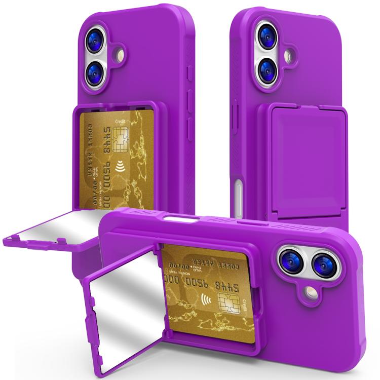 Ốp lưng điện thoại TPU cảm giác da có gương ẩn và túi đựng thẻ kèm chân đế, dành cho iPhone 17 Pro Max, dành cho iPhone 17 Pro, dành cho iPhone 17, dành cho iPhone Air
