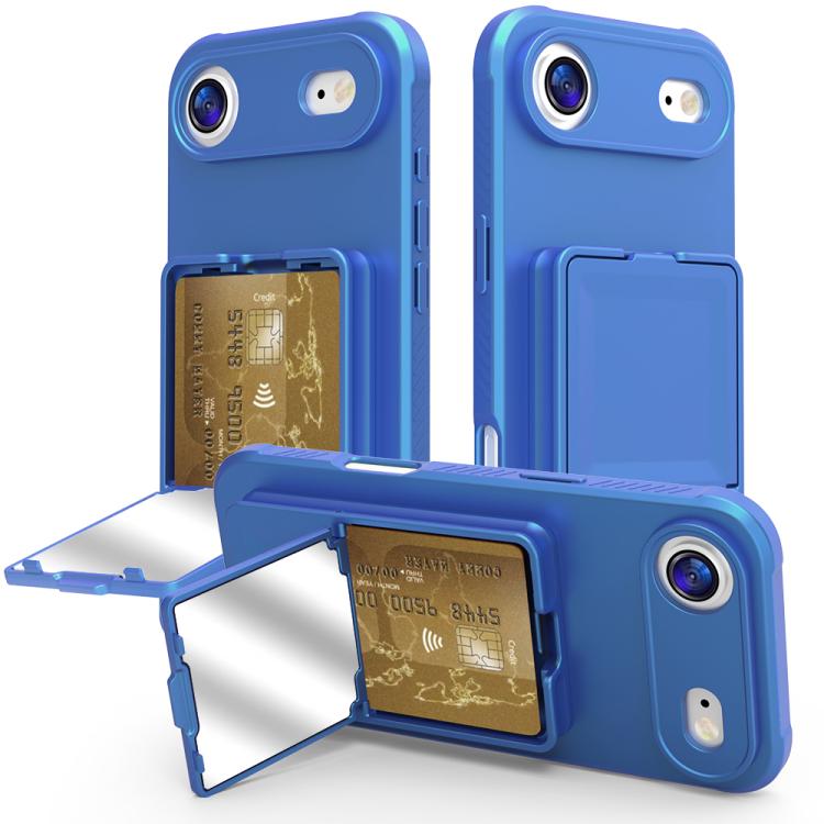 Ốp lưng điện thoại TPU cảm giác da có gương ẩn và túi đựng thẻ kèm chân đế, dành cho iPhone 17 Pro Max, dành cho iPhone 17 Pro, dành cho iPhone 17, dành cho iPhone Air