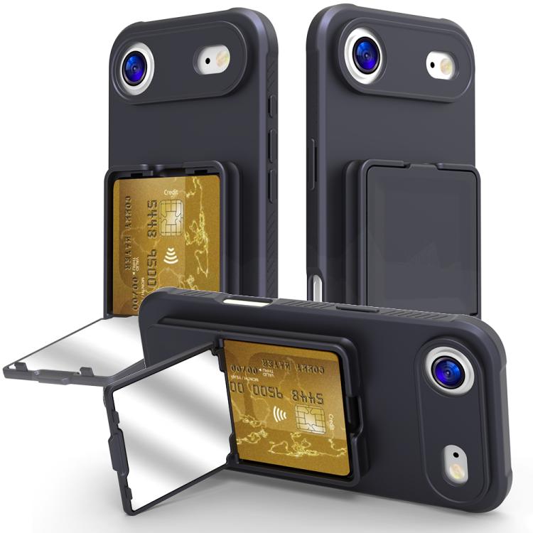 Ốp lưng điện thoại TPU cảm giác da có gương ẩn và túi đựng thẻ kèm chân đế, dành cho iPhone 17 Pro Max, dành cho iPhone 17 Pro, dành cho iPhone 17, dành cho iPhone Air
