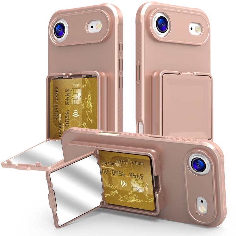 Ốp lưng điện thoại TPU cảm giác da có gương ẩn và túi đựng thẻ kèm chân đế, dành cho iPhone 17 Pro Max, dành cho iPhone 17 Pro, dành cho iPhone 17, dành cho iPhone Air