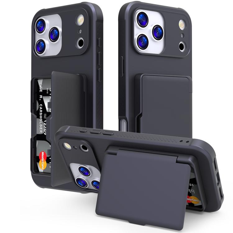Ốp lưng điện thoại PC kết hợp TPU cảm giác da có gương ẩn ngang và túi đựng thẻ, dành cho iPhone 17 Pro Max, dành cho iPhone 17 Pro, dành cho iPhone 17, dành cho iPhone Air