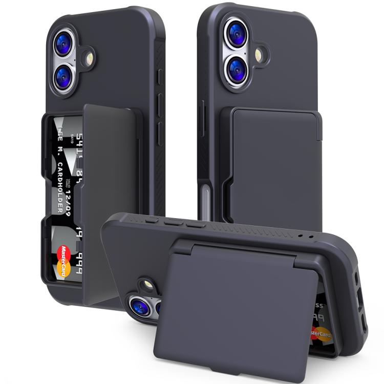Ốp lưng điện thoại PC kết hợp TPU cảm giác da có gương ẩn ngang và túi đựng thẻ, dành cho iPhone 17 Pro Max, dành cho iPhone 17 Pro, dành cho iPhone 17, dành cho iPhone Air