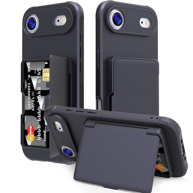 Ốp lưng điện thoại PC kết hợp TPU cảm giác da có gương ẩn ngang và túi đựng thẻ, dành cho iPhone 17 Pro Max, dành cho iPhone 17 Pro, dành cho iPhone 17, dành cho iPhone Air