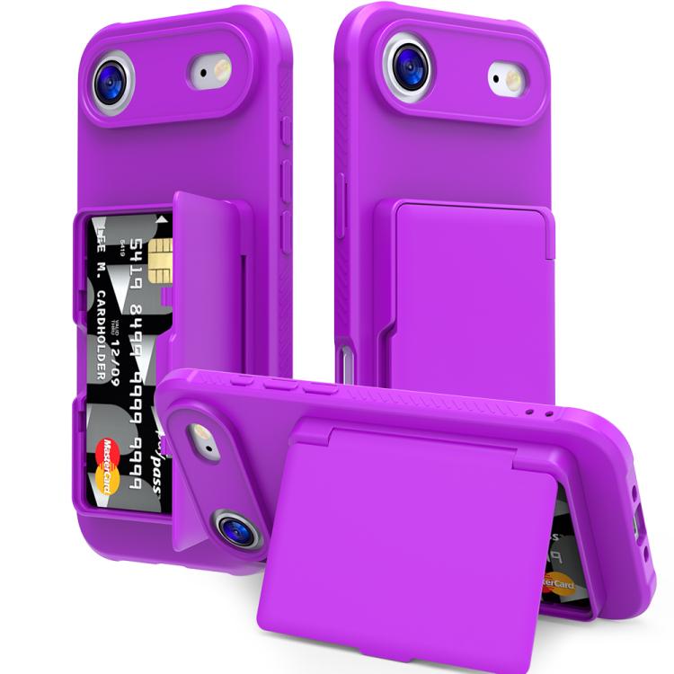 Ốp lưng điện thoại PC kết hợp TPU cảm giác da có gương ẩn ngang và túi đựng thẻ, dành cho iPhone 17 Pro Max, dành cho iPhone 17 Pro, dành cho iPhone 17, dành cho iPhone Air