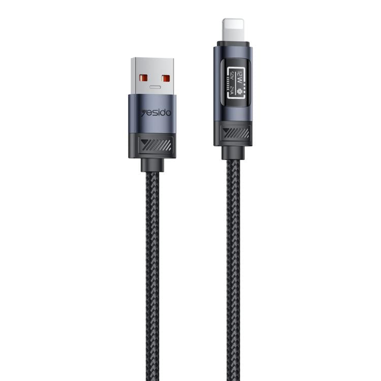 Dây cáp sạc dữ liệu USB sang 8 Pin Yesido CA138L 12W 2.4A có màn hình OLED, USB sang 8 Pin