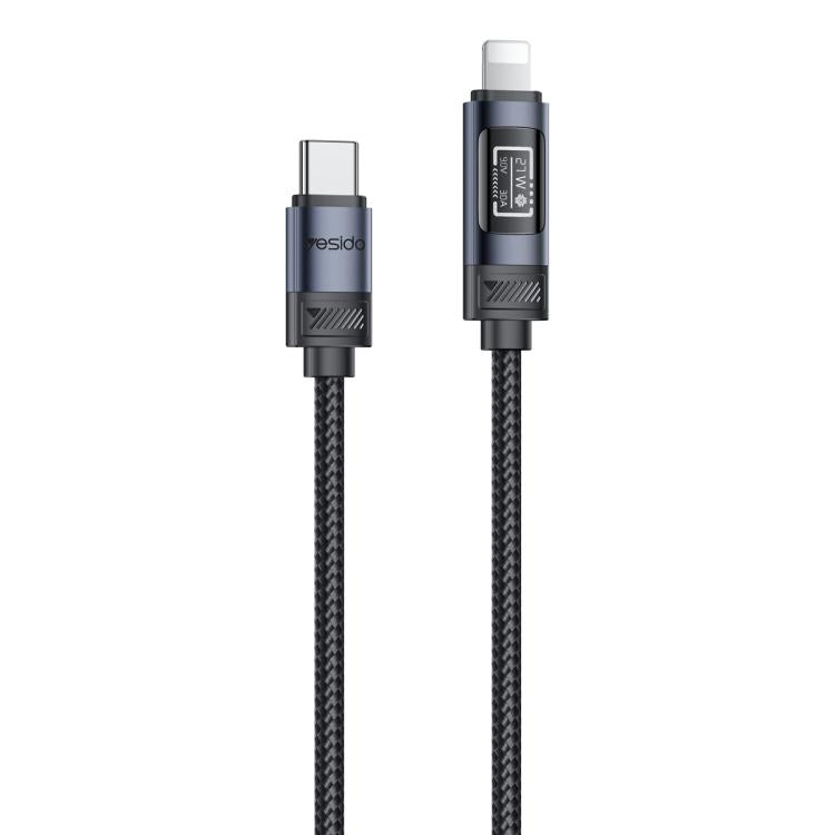 Cáp sạc dữ liệu Yesido CA201 27W Type-C sang 8 Pin màn hình OLED, Type-C sang 8 Pin