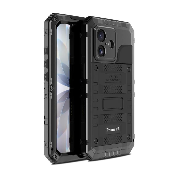 Ốp lưng điện thoại silicone kết hợp kim loại chống bốn loại tác động, dành cho iPhone 17 Pro Max, dành cho iPhone 17 Pro, dành cho iPhone 17, dành cho iPhone Air
