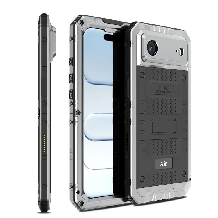 Ốp lưng điện thoại silicone kết hợp kim loại chống bốn loại tác động, dành cho iPhone 17 Pro Max, dành cho iPhone 17 Pro, dành cho iPhone 17, dành cho iPhone Air