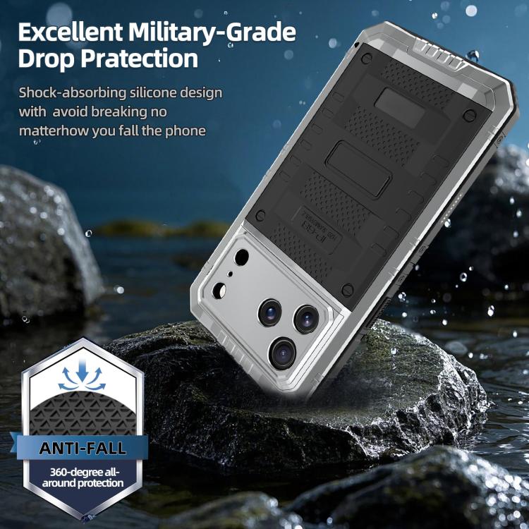Ốp lưng điện thoại silicone kết hợp kim loại chống bốn loại tác động, dành cho iPhone 17 Pro Max, dành cho iPhone 17 Pro, dành cho iPhone 17, dành cho iPhone Air