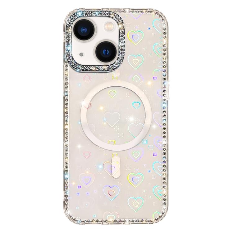 Ốp điện thoại nam châm hybrid TPU PC IMD hai mặt đính đá, dành cho iPhone 13