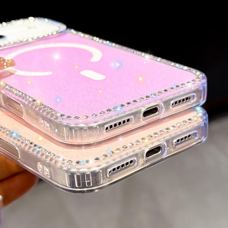 Ốp điện thoại nam châm hybrid TPU PC IMD hai mặt đính đá, dành cho iPhone 13