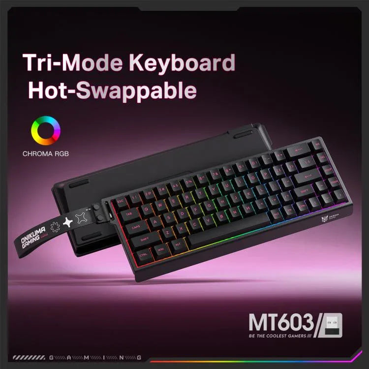 ONIKUMA MT603 Bàn phím chơi game 68 phím RGB ba chế độ công tắc từ tính, MT603
