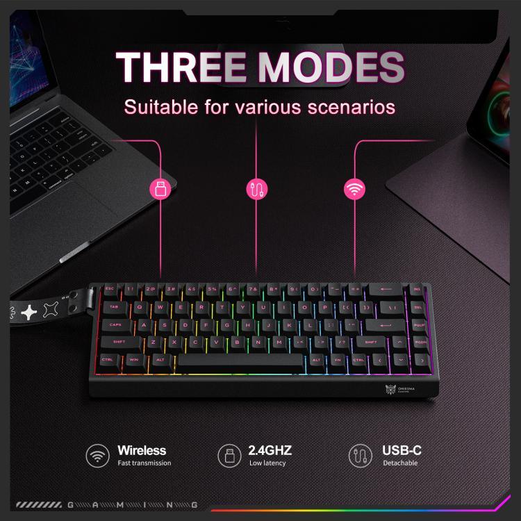 ONIKUMA MT603 Bàn phím chơi game 68 phím RGB ba chế độ công tắc từ tính, MT603