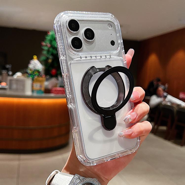 Ốp lưng điện thoại nam châm trong suốt có giá đỡ kim loại xoay, Dành cho iPhone 17 Pro Max, Dành cho iPhone 17 Pro