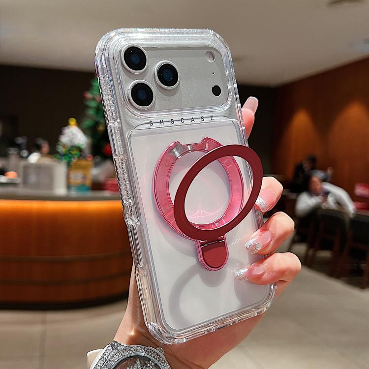 Ốp lưng điện thoại nam châm trong suốt có giá đỡ kim loại xoay, Dành cho iPhone 17 Pro Max, Dành cho iPhone 17 Pro