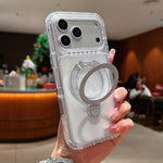 Ốp lưng điện thoại nam châm trong suốt có giá đỡ kim loại xoay, Dành cho iPhone 17 Pro Max, Dành cho iPhone 17 Pro