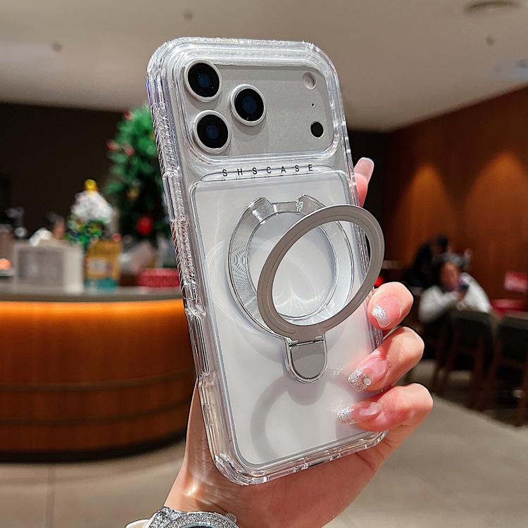 Ốp lưng điện thoại nam châm trong suốt có giá đỡ kim loại xoay, Dành cho iPhone 17 Pro Max, Dành cho iPhone 17 Pro