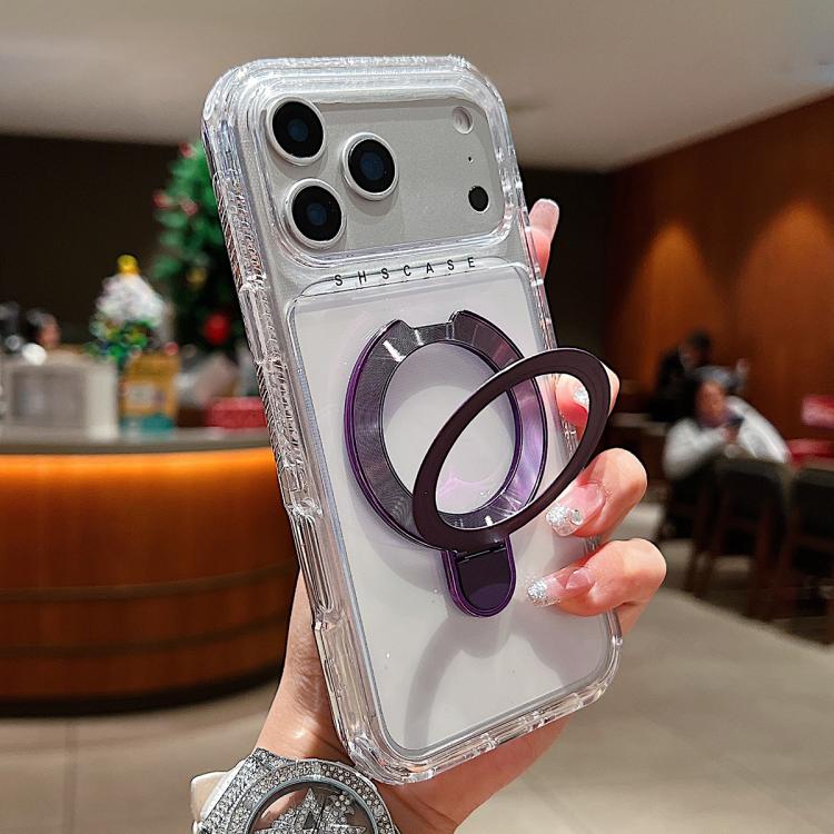 Ốp lưng điện thoại nam châm trong suốt có giá đỡ kim loại xoay, Dành cho iPhone 17 Pro Max, Dành cho iPhone 17 Pro