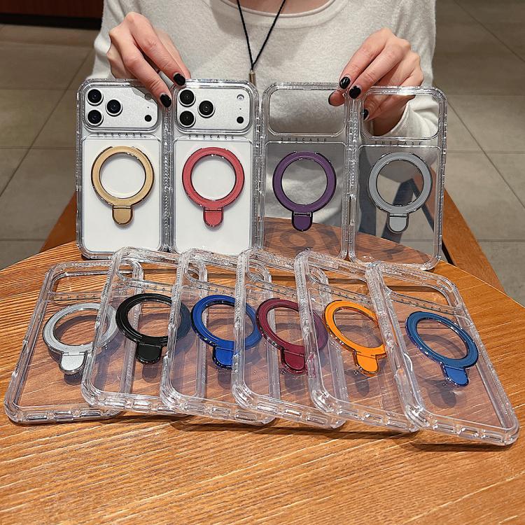 Ốp lưng điện thoại nam châm trong suốt có giá đỡ kim loại xoay, Dành cho iPhone 17 Pro Max, Dành cho iPhone 17 Pro