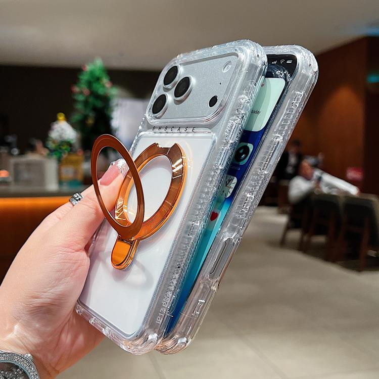Ốp lưng điện thoại nam châm trong suốt có giá đỡ kim loại xoay, Dành cho iPhone 17 Pro Max, Dành cho iPhone 17 Pro