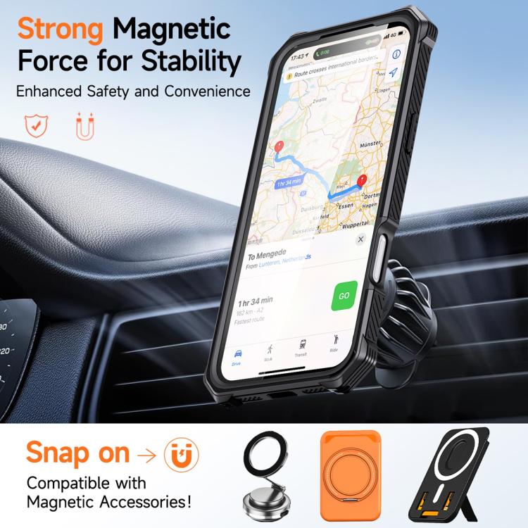 Ốp lưng điện thoại chống sốc từ tính có giá đỡ kim loại ẩn, dành cho iPhone 17 Pro Max, iPhone 17 Pro, iPhone 17, iPhone Air, iPhone 16 Pro Max, iPhone 16 Pro, iPhone 16 Plus, iPhone 16