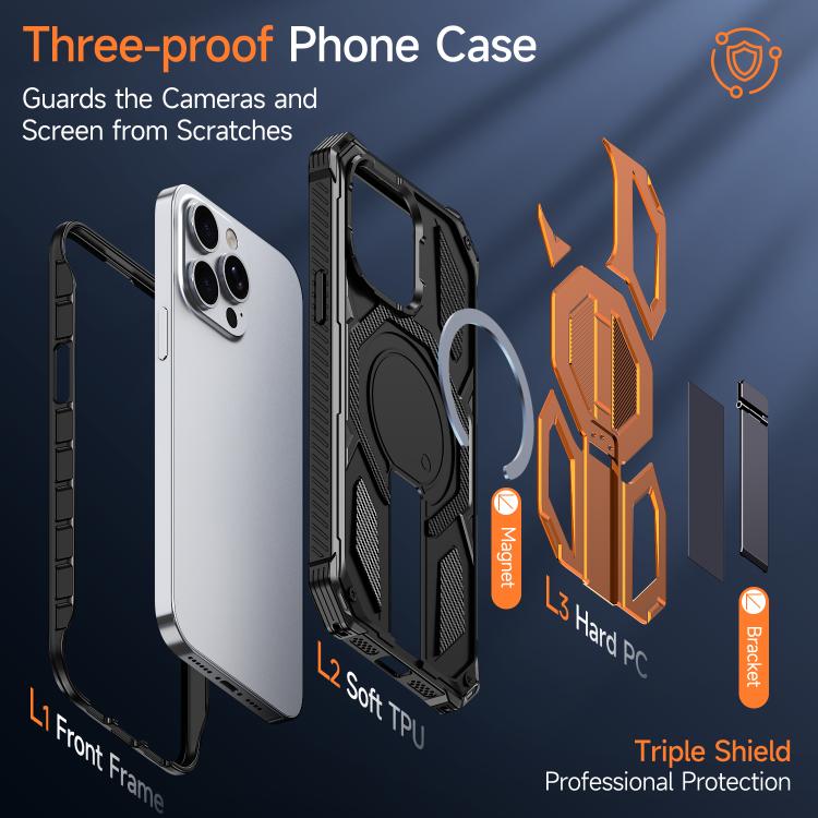 Ốp điện thoại chống sốc nam châm kèm giá đỡ kim loại ẩn, Dành cho iPhone 13 Pro