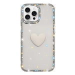 Flash Rhinestone Double-sided IMD Love Heart Phone Case, For iPhone 16 Pro Max, For iPhone 16 Pro, For iPhone 16 Plus, For iPhone 16, For iPhone 15 Pro Max