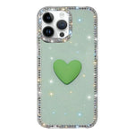 Flash Rhinestone Double-sided IMD Love Heart Phone Case, For iPhone 16 Pro Max, For iPhone 16 Pro, For iPhone 16 Plus, For iPhone 16, For iPhone 15 Pro Max