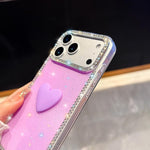 Flash Rhinestone Double-sided IMD Love Heart Phone Case, For iPhone 17e / 16e, For iPhone 17 Pro Max, For iPhone 17 Pro, For iPhone 17, For iPhone Air