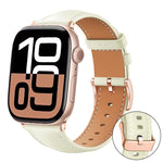 Dây đồng hồ da thuần chay hạt mịn màu đen Shark khóa vàng hồng xDfind, cho Apple Watch 42 / 44 / 45 / 46 / 49mm, cho Apple Watch 38 / 40 / 41 / S11 42mm