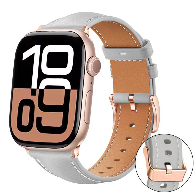Dây đồng hồ da thuần chay hạt mịn màu đen Shark khóa vàng hồng xDfind, cho Apple Watch 42 / 44 / 45 / 46 / 49mm, cho Apple Watch 38 / 40 / 41 / S11 42mm