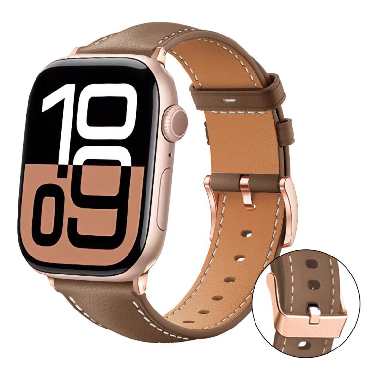 Dây đồng hồ da thuần chay hạt mịn màu đen Shark khóa vàng hồng xDfind, cho Apple Watch 42 / 44 / 45 / 46 / 49mm, cho Apple Watch 38 / 40 / 41 / S11 42mm