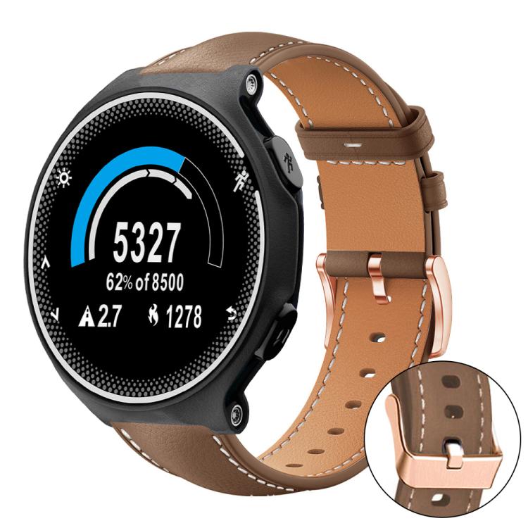 xDfind Rose Gold Buckle Black Shark Fine Grain Vegan Leather Watch Band, For Garmin Fenix 8/7/6/5 22mm, For Garmin Fenix 8/7S/6S/5S 20mm, For Garmin Forerunner 45 / 45S / Swim 2, For Garmin Forerunner 220/735/735XT/230/235, For Garmin Forerunner 35/30/35j