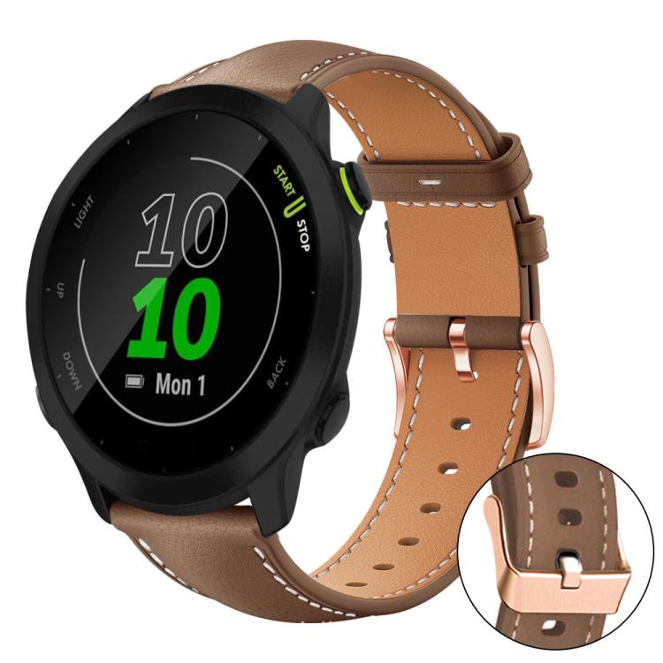 xDfind Rose Gold Buckle Black Shark Fine Grain Vegan Leather Watch Band, For Garmin Fenix 8/7/6/5 22mm, For Garmin Fenix 8/7S/6S/5S 20mm, For Garmin Forerunner 45 / 45S / Swim 2, For Garmin Forerunner 220/735/735XT/230/235, For Garmin Forerunner 35/30/35j
