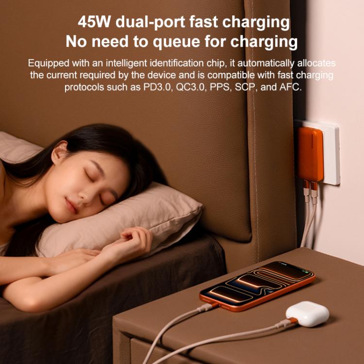 Bộ sạc nhanh GaN siêu mỏng 45W 2 cổng MOMAX UM79 1-Charge, phích cắm Mỹ