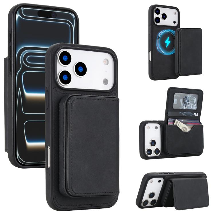 Ví nam châm tháo rời bằng da giả phong cách cổ điển có chống RFID, ốp lưng điện thoại, dành cho iPhone 17 Pro Max, iPhone 17 Pro