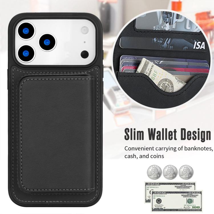 Ví nam châm tháo rời bằng da giả phong cách cổ điển có chống RFID, ốp lưng điện thoại, dành cho iPhone 17 Pro Max, iPhone 17 Pro