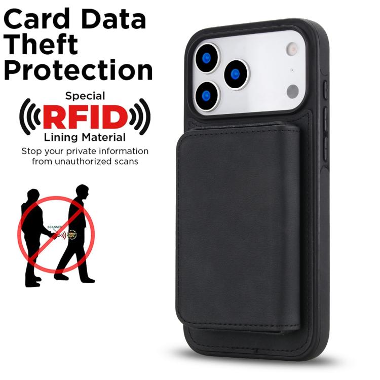 Ví nam châm tháo rời bằng da giả phong cách cổ điển có chống RFID, ốp lưng điện thoại, dành cho iPhone 17 Pro Max, iPhone 17 Pro