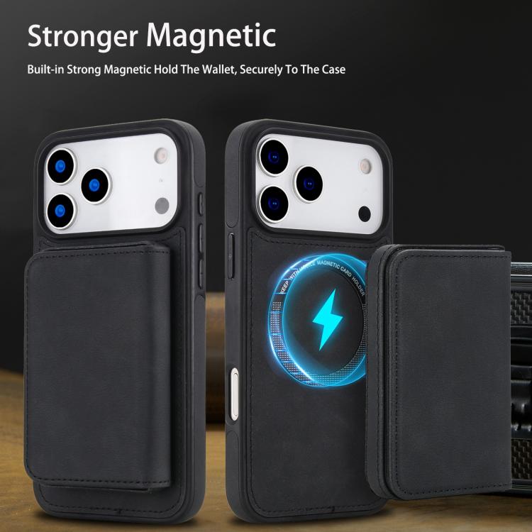 Ví nam châm tháo rời bằng da giả phong cách cổ điển có chống RFID, ốp lưng điện thoại, dành cho iPhone 17 Pro Max, iPhone 17 Pro