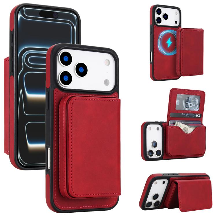 Ví nam châm tháo rời bằng da giả phong cách cổ điển có chống RFID, ốp lưng điện thoại, dành cho iPhone 17 Pro Max, iPhone 17 Pro