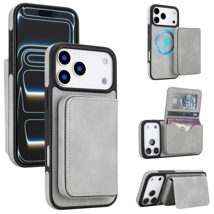 Ví nam châm tháo rời bằng da giả phong cách cổ điển có chống RFID, ốp lưng điện thoại, dành cho iPhone 17 Pro Max, iPhone 17 Pro