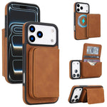 Ví nam châm tháo rời bằng da giả phong cách cổ điển có chống RFID, ốp lưng điện thoại, dành cho iPhone 17 Pro Max, iPhone 17 Pro