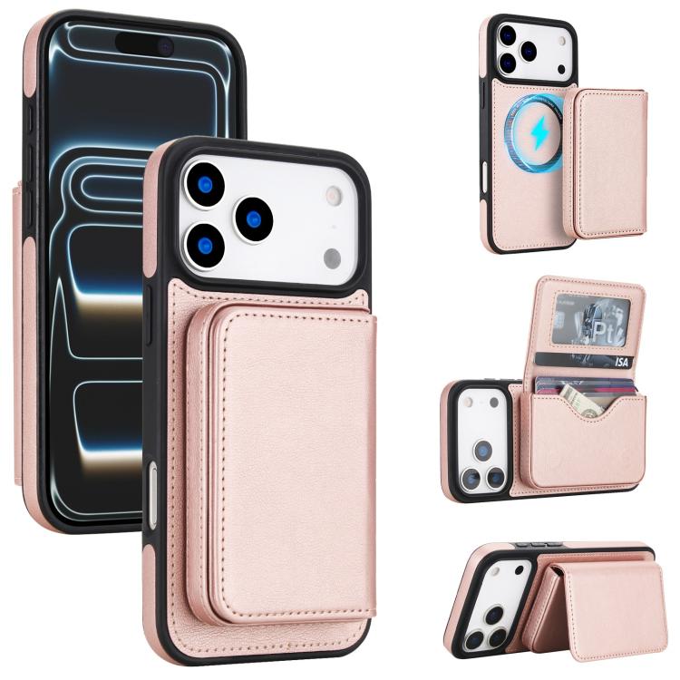 Ví nam châm tháo rời bằng da giả phong cách cổ điển có chống RFID, ốp lưng điện thoại, dành cho iPhone 17 Pro Max, iPhone 17 Pro