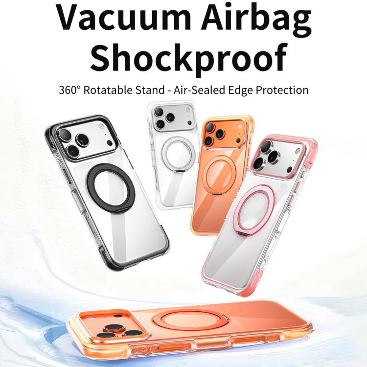 Ốp lưng điện thoại chống sốc từ tính có túi khí chân không TPU + acrylic và giá đỡ xoay 360 độ, dành cho iPhone 17 Pro Max, iPhone 17 Pro, iPhone 17