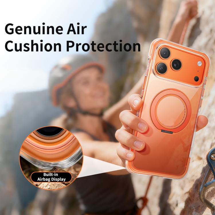 Ốp lưng điện thoại chống sốc từ tính có túi khí chân không TPU + acrylic và giá đỡ xoay 360 độ, dành cho iPhone 17 Pro Max, iPhone 17 Pro, iPhone 17