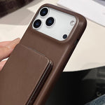 Lambskin Texture Mirror Holder Shockproof Phone Case, For iPhone 17 Pro Max, For iPhone 17 Pro