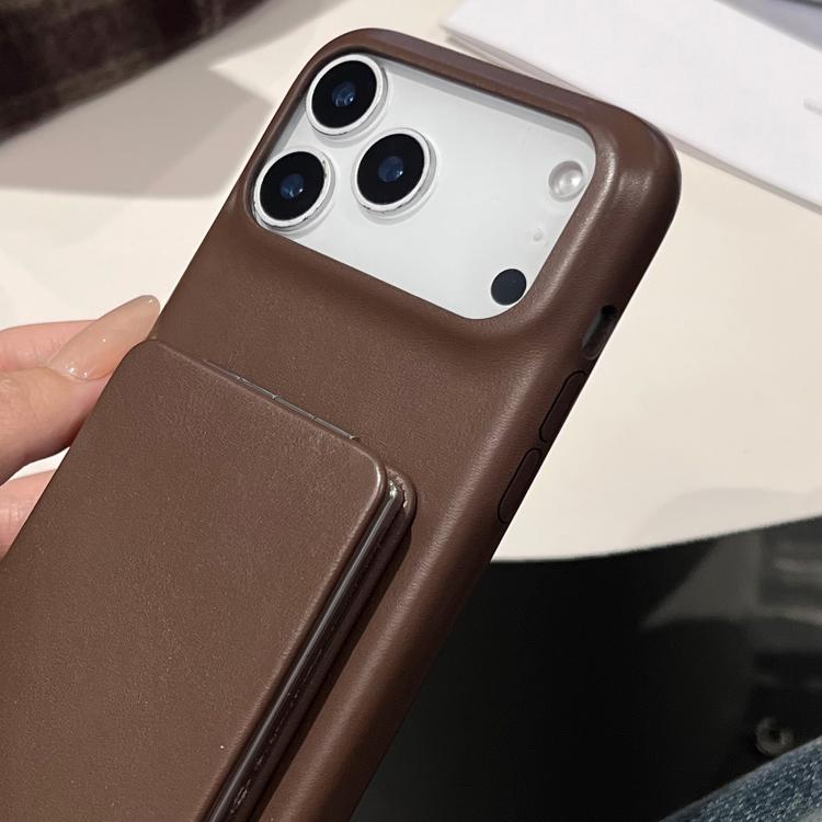 Lambskin Texture Mirror Holder Shockproof Phone Case, For iPhone 17 Pro Max, For iPhone 17 Pro