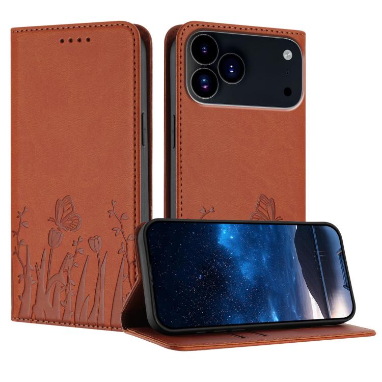 Ốp điện thoại da thuần chay nam châm họa tiết bướm hoa tulip, dành cho iPhone 17e / 16e, dành cho iPhone 17 Pro Max, dành cho iPhone 17 Pro, dành cho iPhone 17