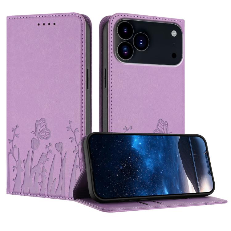Ốp điện thoại da thuần chay nam châm họa tiết bướm hoa tulip, dành cho iPhone 17e / 16e, dành cho iPhone 17 Pro Max, dành cho iPhone 17 Pro, dành cho iPhone 17