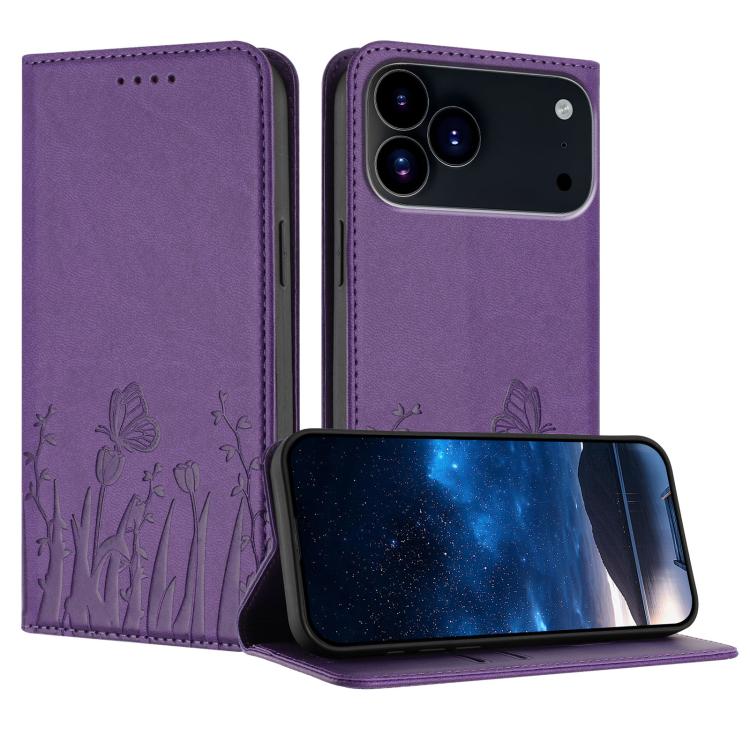 Ốp điện thoại da thuần chay nam châm họa tiết bướm hoa tulip, dành cho iPhone 17e / 16e, dành cho iPhone 17 Pro Max, dành cho iPhone 17 Pro, dành cho iPhone 17
